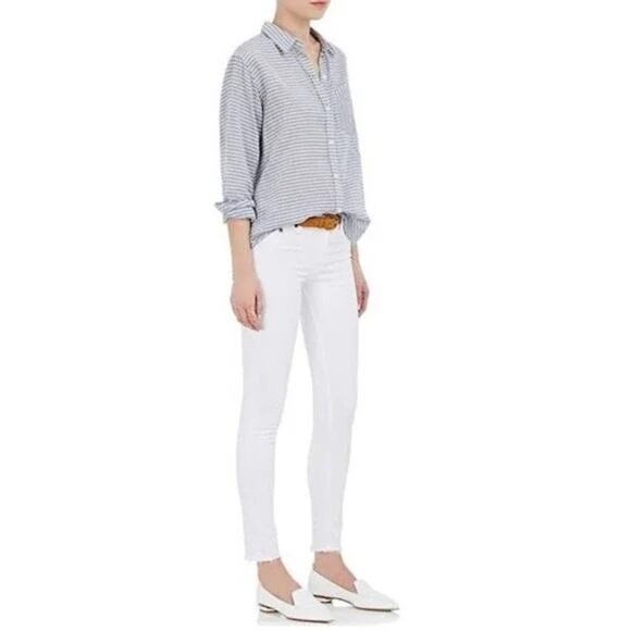 Rag & Bone White Blnc W/ Fray Capri Cropped Frayed Hemline Jeans Size 32 - Picture 1 of 12